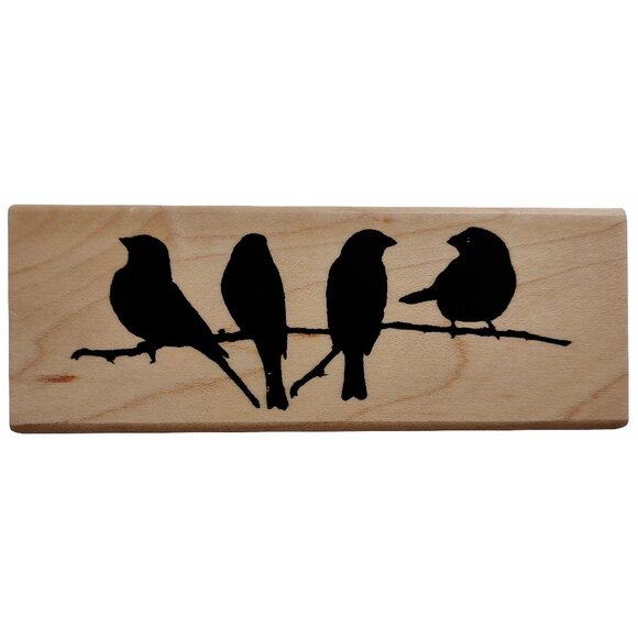 Birds On A Branch Silhouette Rubber Stamp By Inkadinkado - Picture 1 of 3
